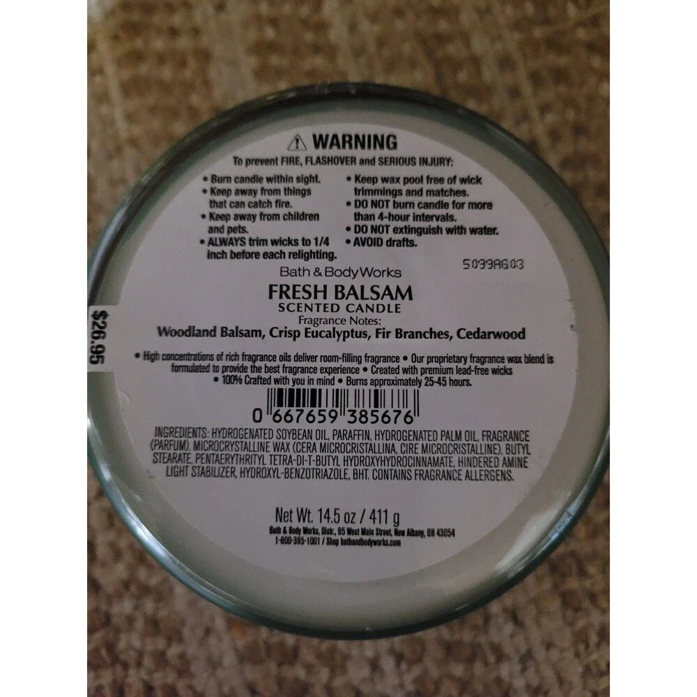 Fresh Balsam (Elf at the Beach) - Bath and Body Works 3-wick Candle - Picture 4 of 4
